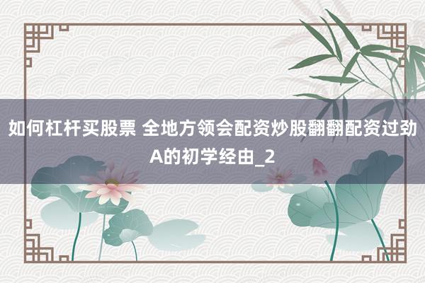如何杠杆买股票 全地方领会配资炒股翻翻配资过劲A的初学经由_2